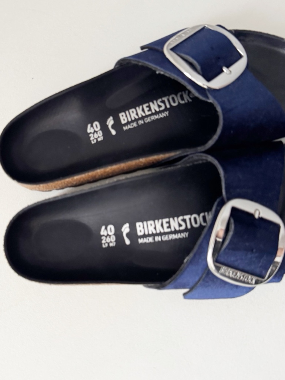Birkenstock Madrid Big Buckle Velvet Sandal EU 40 US 9 Dark Blue Casual Comfort - Picture 9 of 11